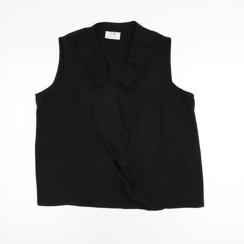 Wallis Womens Black Polyester Basic T-Shirt Size 16 V-Neck
