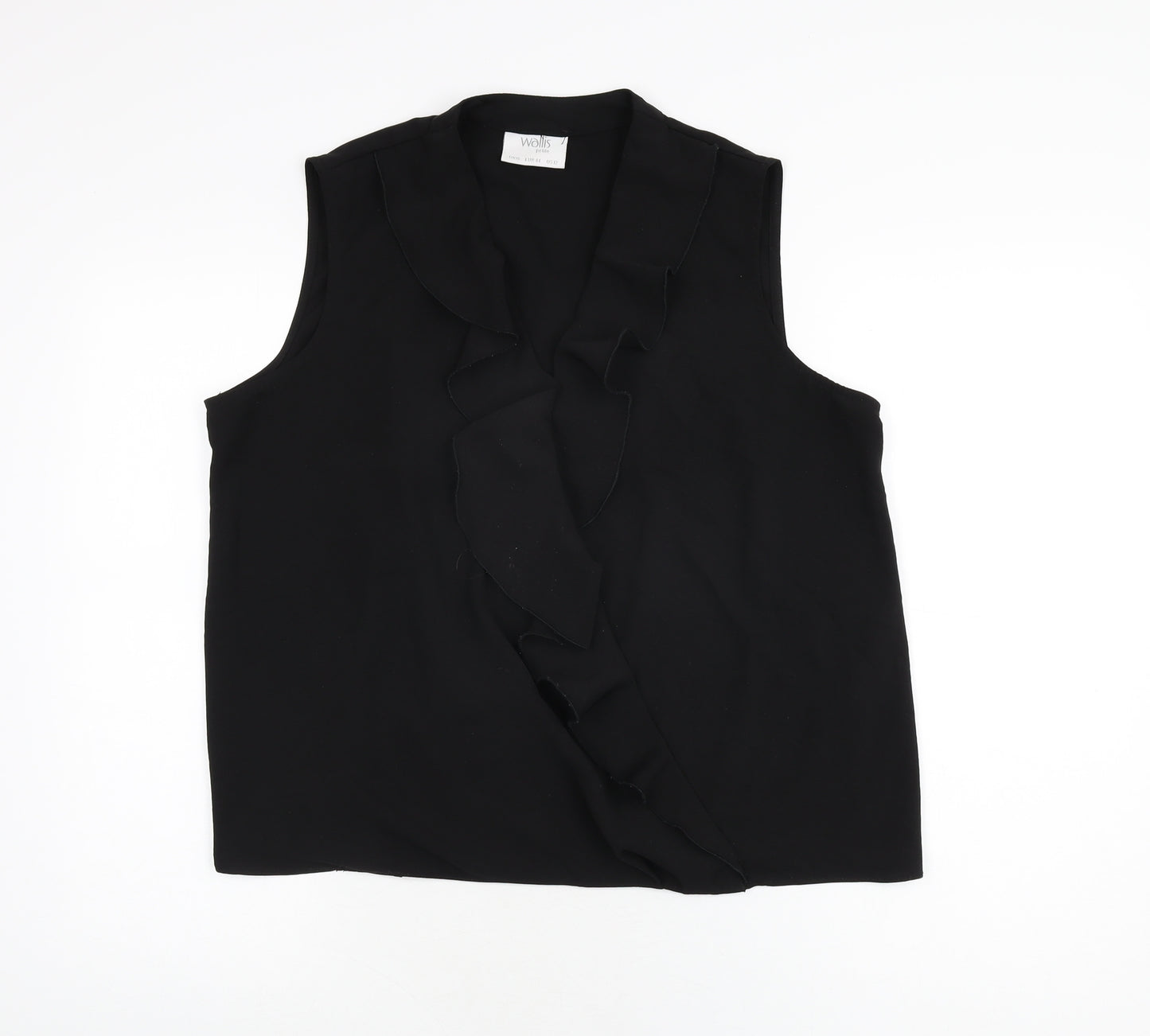 Wallis Womens Black Polyester Basic T-Shirt Size 16 V-Neck