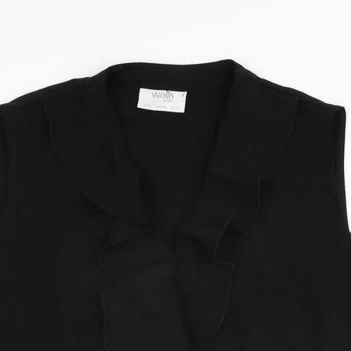 Wallis Womens Black Polyester Basic T-Shirt Size 16 V-Neck