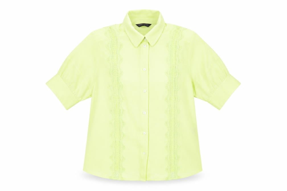 Marks & Spencer Womens Yellow Polyester Basic Button-Up Size 12 Collared