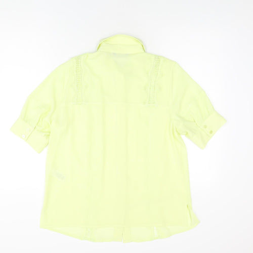 Marks and Spencer Womens Yellow Polyester Basic Button-Up Size 12 Collared