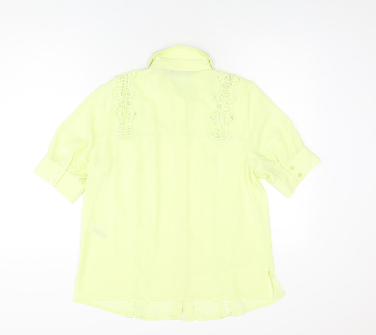 Marks and Spencer Womens Yellow Polyester Basic Button-Up Size 12 Collared