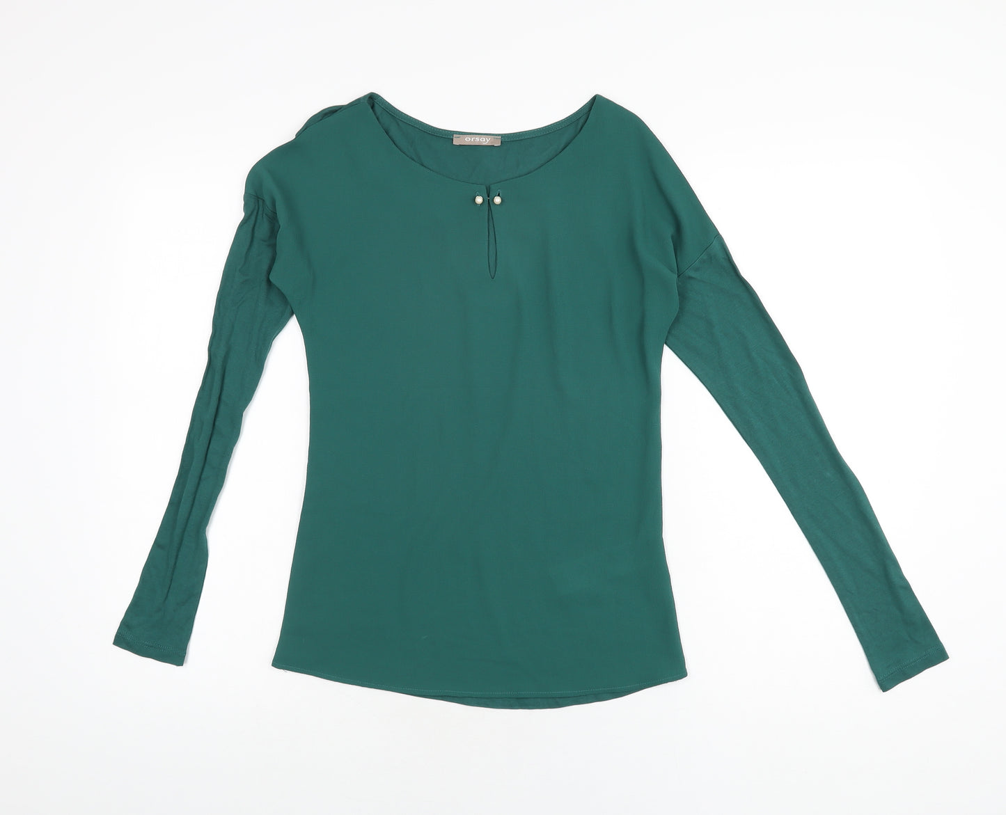 ORSAY Womens Green Viscose Basic T-Shirt Size XS Boat Neck