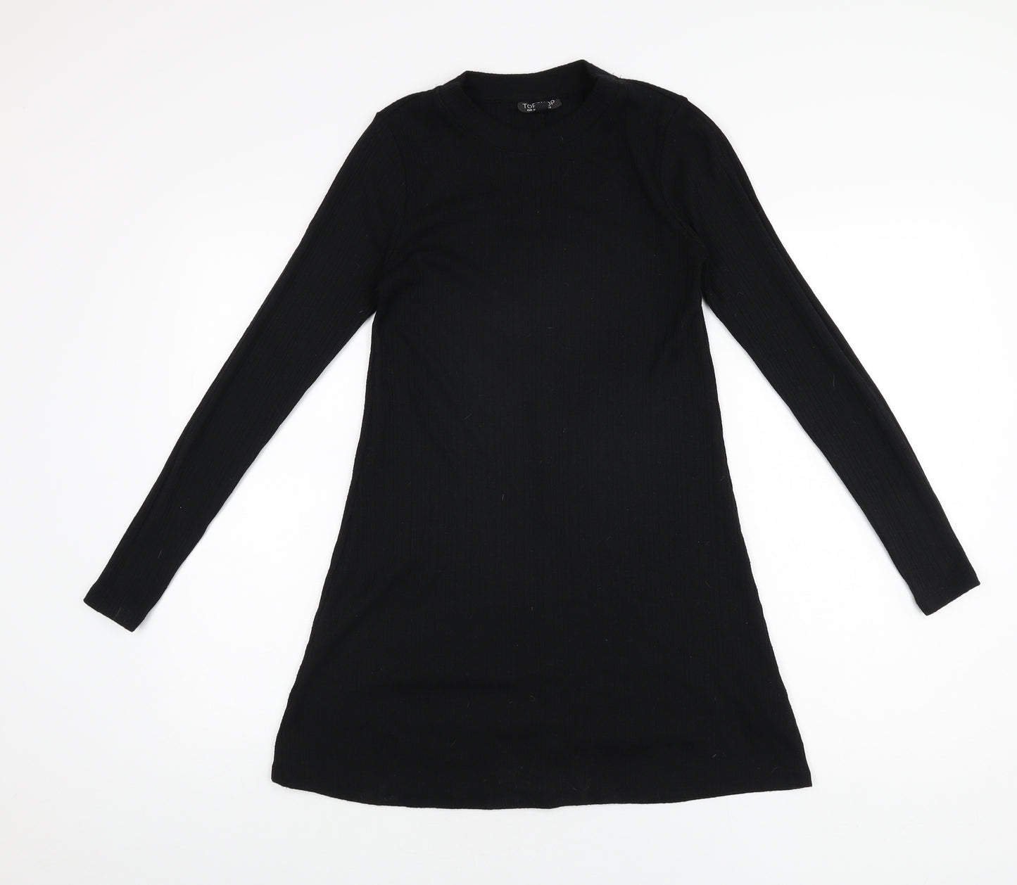 Topshop Womens Black Polyester Shift Size 8 High Neck Pullover