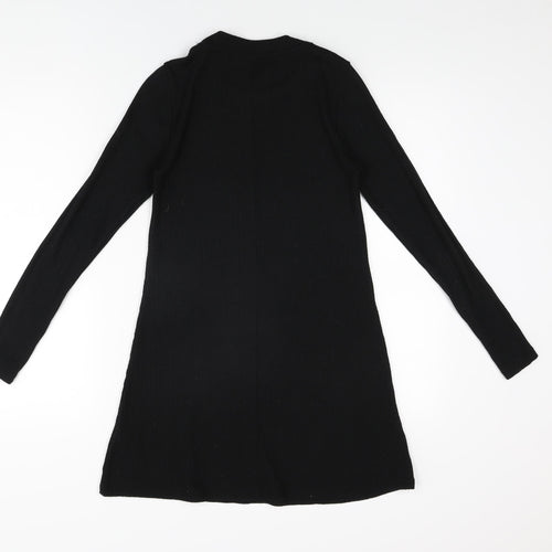 Topshop Womens Black Polyester Shift Size 8 High Neck Pullover