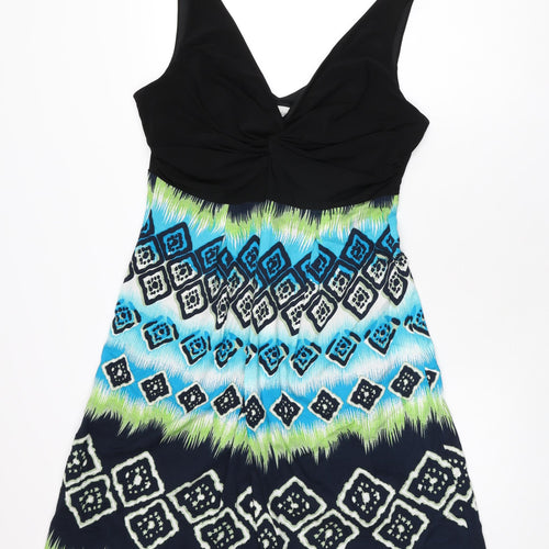 Ronni Nicole Womens Multicoloured Geometric Polyester A-Line Size 14 V-Neck Pullover