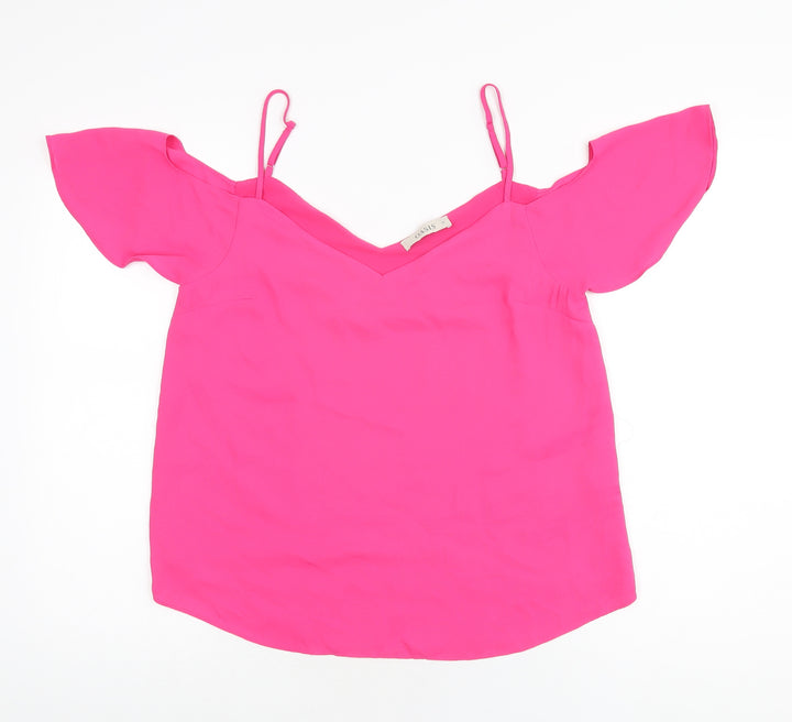 Oasis Womens Pink Polyester Basic Blouse Size 12 V-Neck