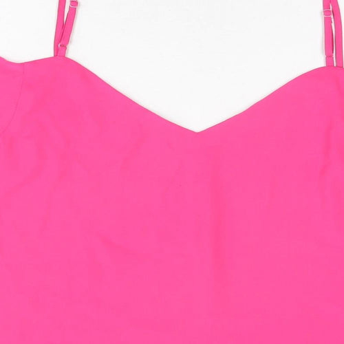 Oasis Womens Pink Polyester Basic Blouse Size 12 V-Neck