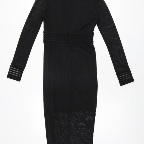 Missguided Womens Black Polyester Bodycon Size 6 V-Neck Zip