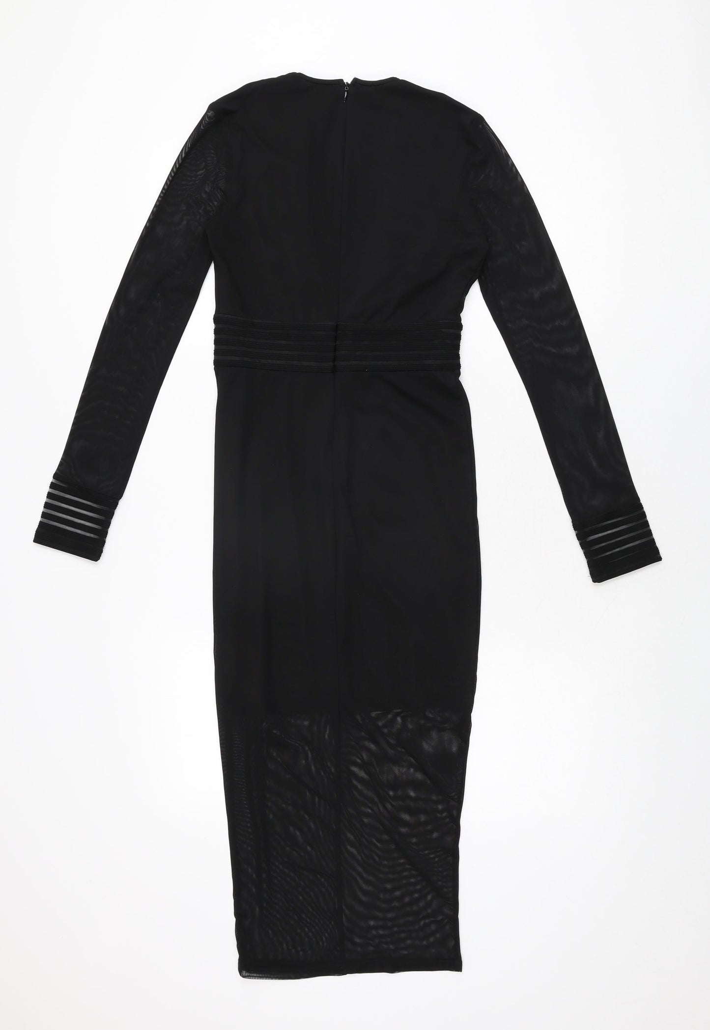 Missguided Womens Black Polyester Bodycon Size 6 V-Neck Zip