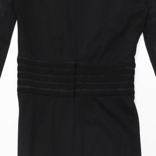 Missguided Womens Black Polyester Bodycon Size 6 V-Neck Zip