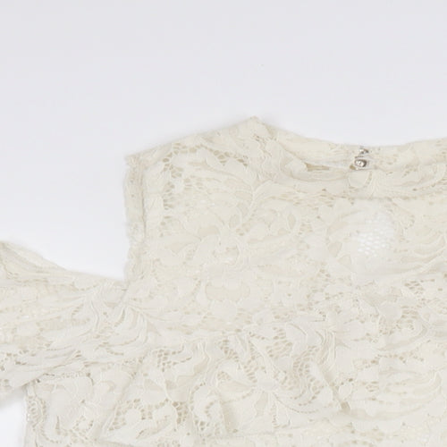 Very Womens White Polyamide Basic T-Shirt Size 12 Round Neck