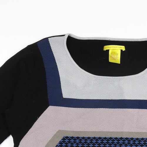 Catherine Malandrino Womens Multicoloured Geometric Viscose Basic T-Shirt Size L Round Neck