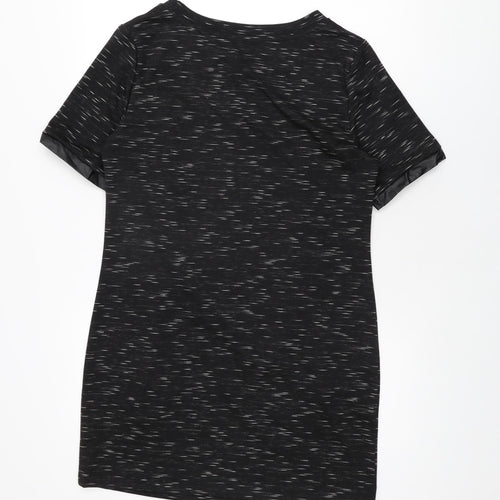 Marks and Spencer Womens Black Geometric Polyester Shift Size 12 Round Neck Pullover
