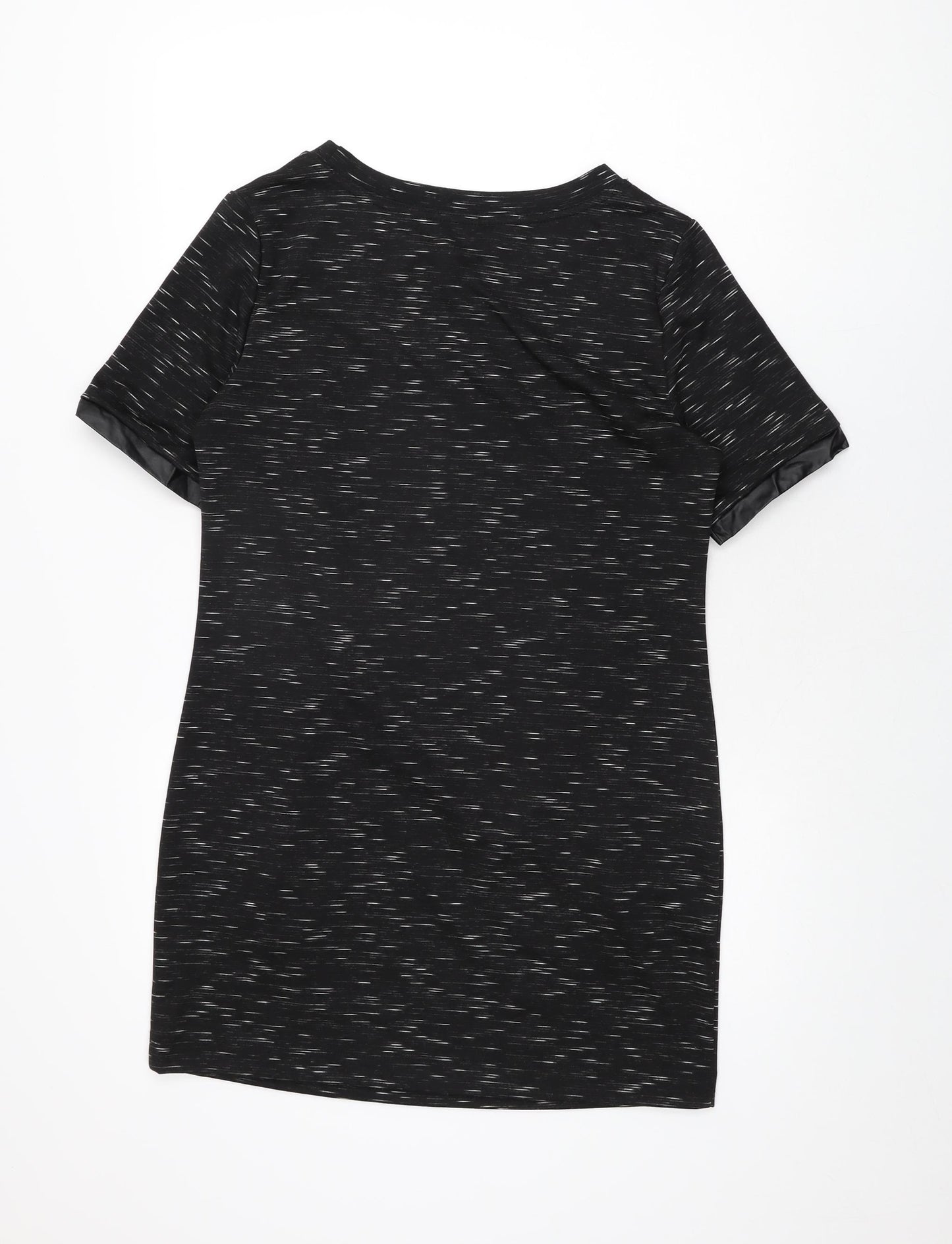 Marks and Spencer Womens Black Geometric Polyester Shift Size 12 Round Neck Pullover