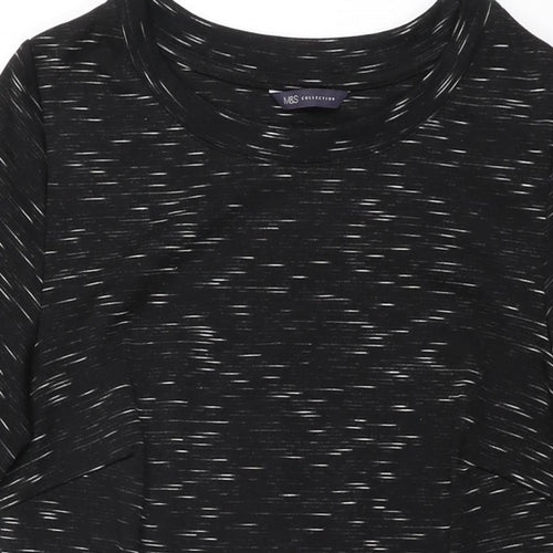 Marks and Spencer Womens Black Geometric Polyester Shift Size 12 Round Neck Pullover
