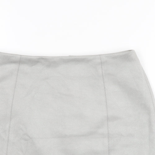New Look Womens Grey Polyester A-Line Skirt Size 8 Zip