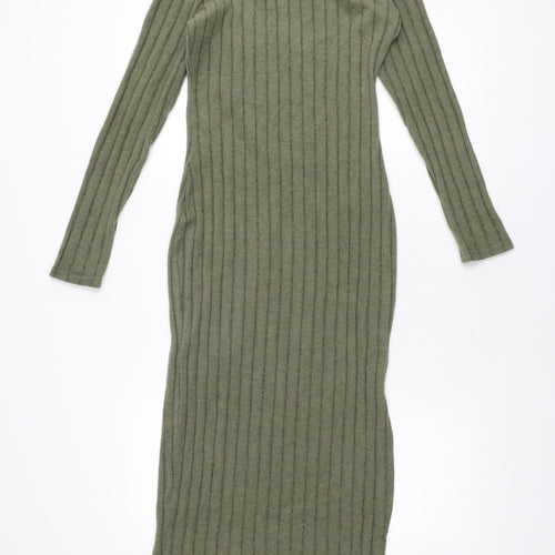 Ginger Womens Green Polyester Bodycon Size M Round Neck Pullover