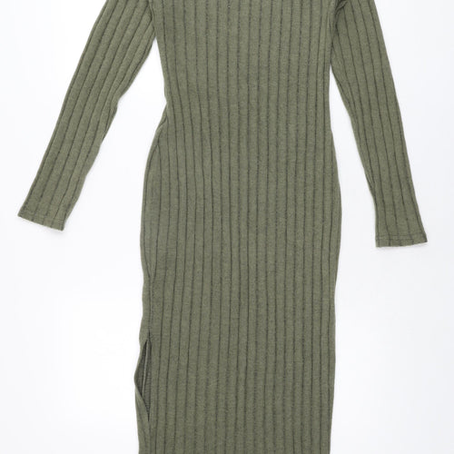 Ginger Womens Green Polyester Bodycon Size M Round Neck Pullover