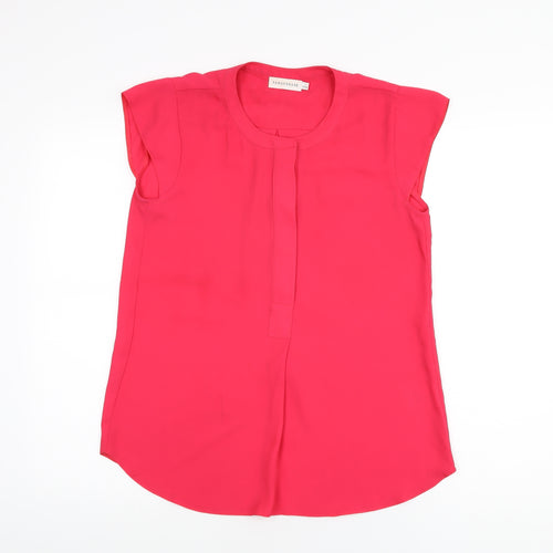 Paraphrase Womens Pink Polyester Basic Blouse Size 10 Round Neck