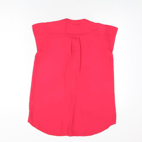 Paraphrase Womens Pink Polyester Basic Blouse Size 10 Round Neck