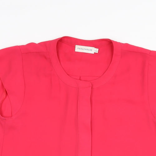 Paraphrase Womens Pink Polyester Basic Blouse Size 10 Round Neck
