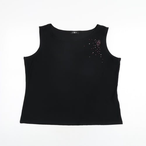 CMD Womens Black Polyester Basic T-Shirt Size XL Round Neck