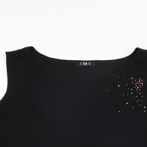 CMD Womens Black Polyester Basic T-Shirt Size XL Round Neck