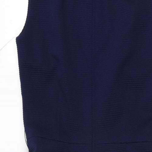 Eriko Womens Blue Polyester A-Line Size 14 Round Neck Zip