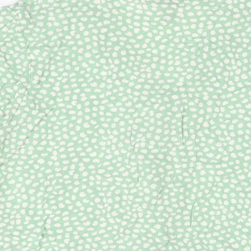 New Look Womens Green Geometric Viscose Basic Button-Up Size 14 V-Neck