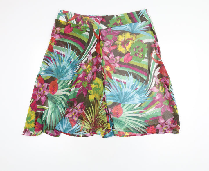 Zandra Womens Multicoloured Floral Polyester Swing Skirt Size 22 Zip