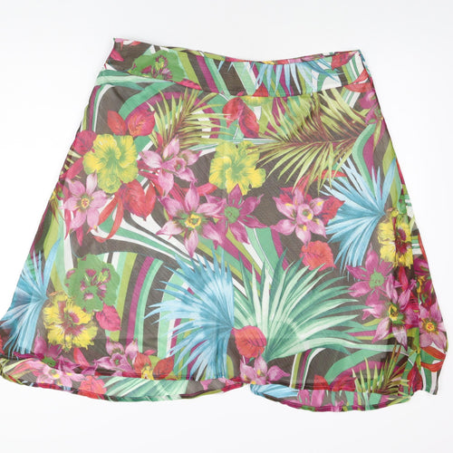 Zandra Womens Multicoloured Floral Polyester Swing Skirt Size 22 Zip