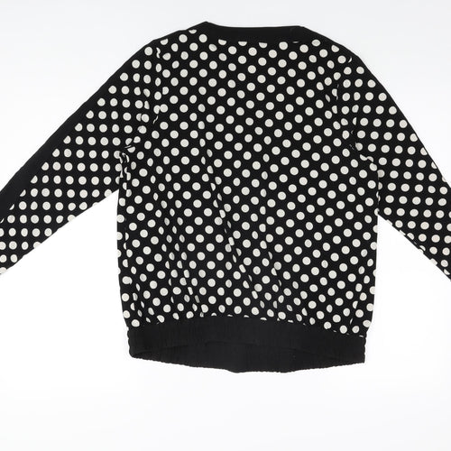 NEXT Womens Black Polka Dot Polyester Basic Blouse Size 14 V-Neck