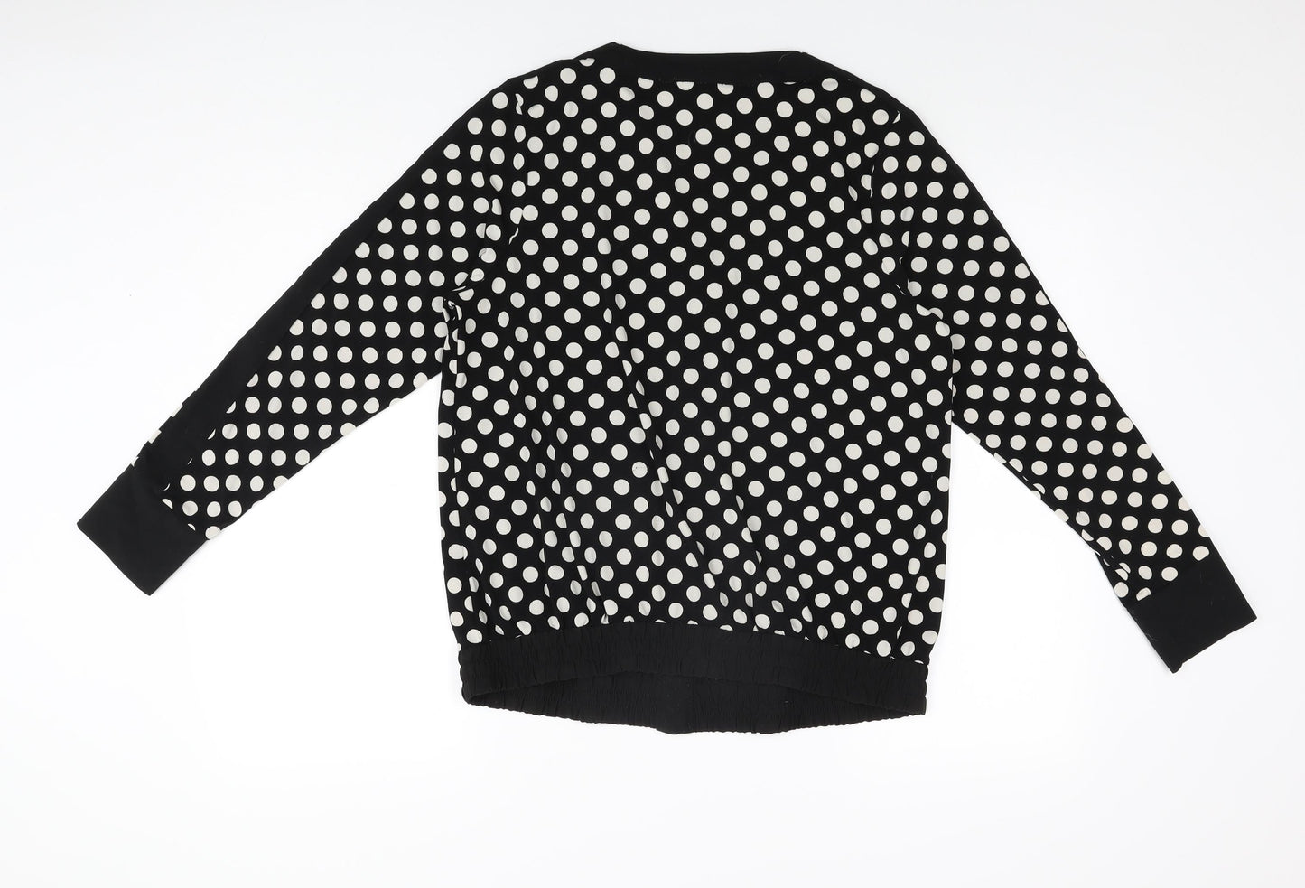 NEXT Womens Black Polka Dot Polyester Basic Blouse Size 14 V-Neck