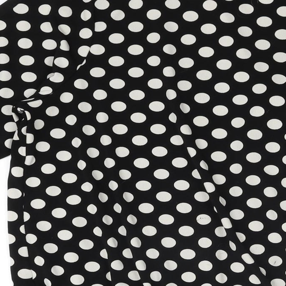 NEXT Womens Black Polka Dot Polyester Basic Blouse Size 14 V-Neck