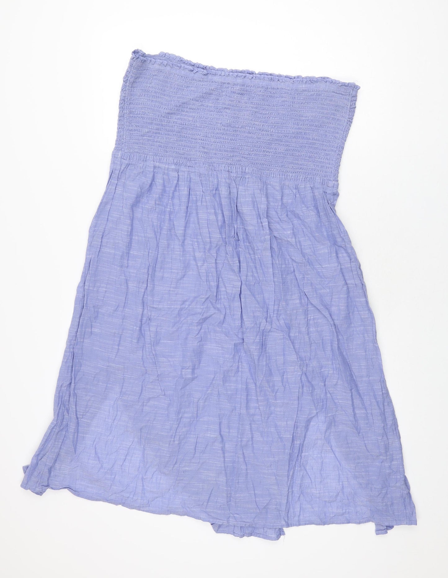 Marks and Spencer Womens Blue Cotton A-Line Size 20 Off the Shoulder Drawstring