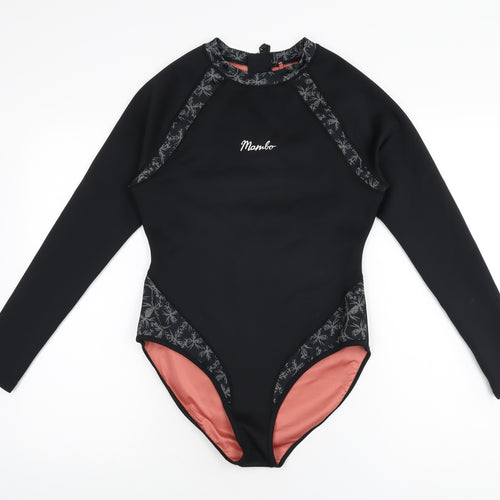 Mambo Womens Black Polyester One Piece Size 12