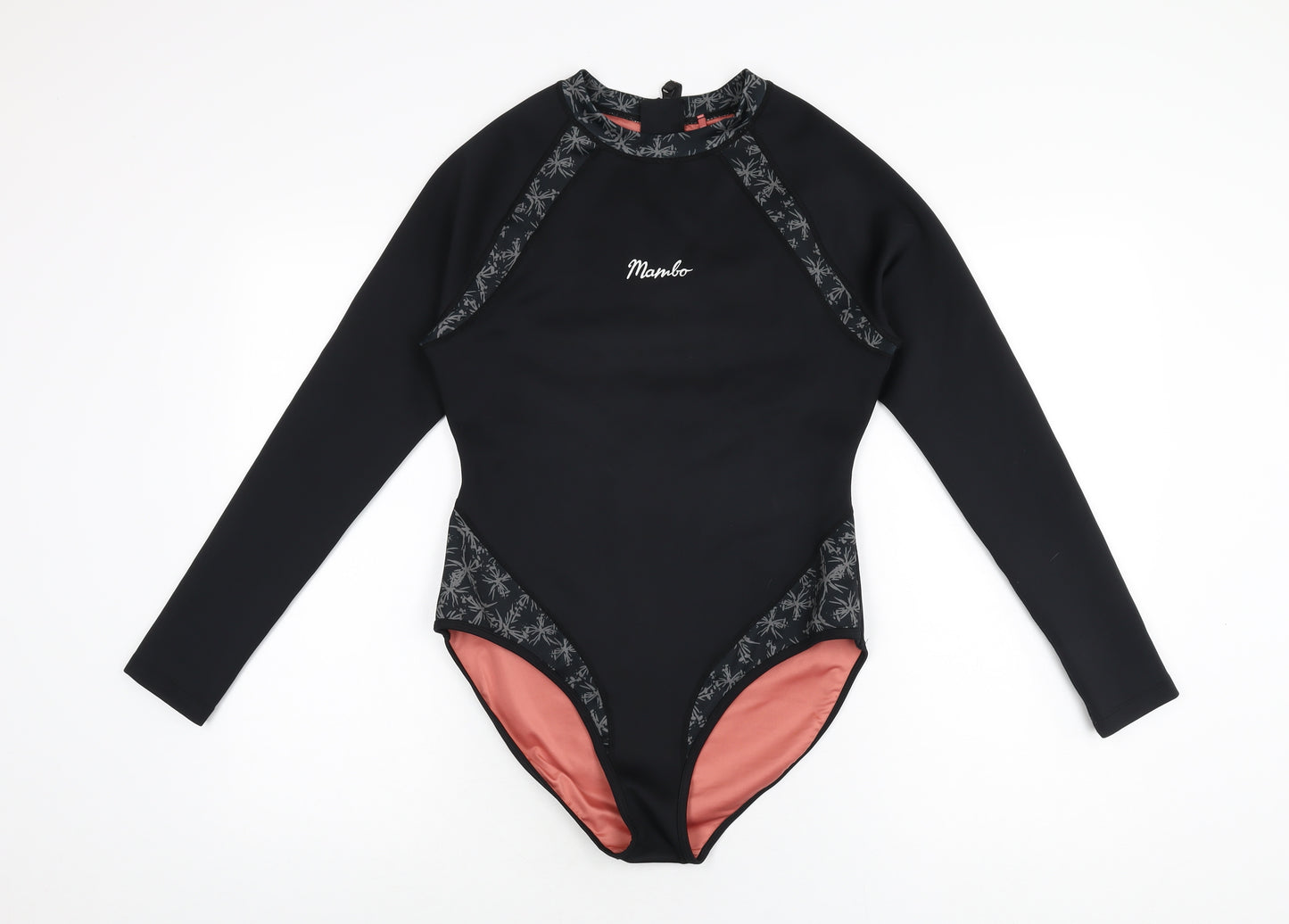Mambo Womens Black Polyester One Piece Size 12