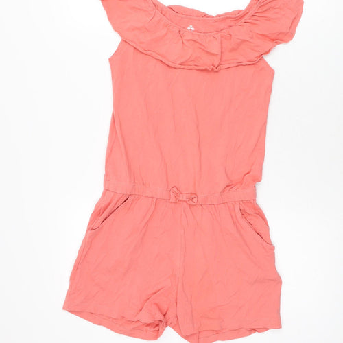 Pepperts Girls Pink Cotton Playsuit One-Piece Size 10-11 Years L3 in Pullover