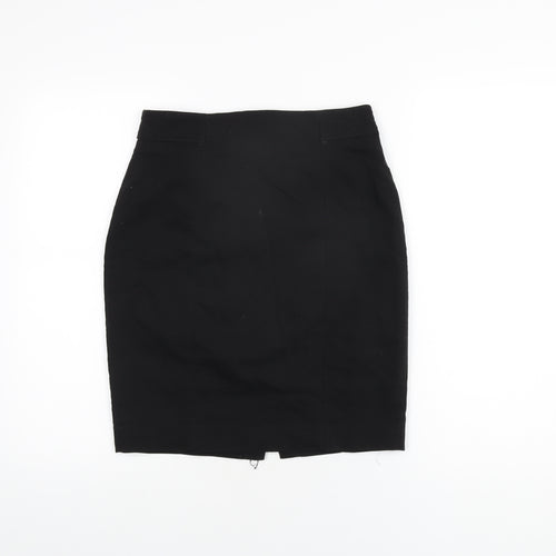 H&M Womens Black Cotton Straight & Pencil Skirt Size 8 Zip