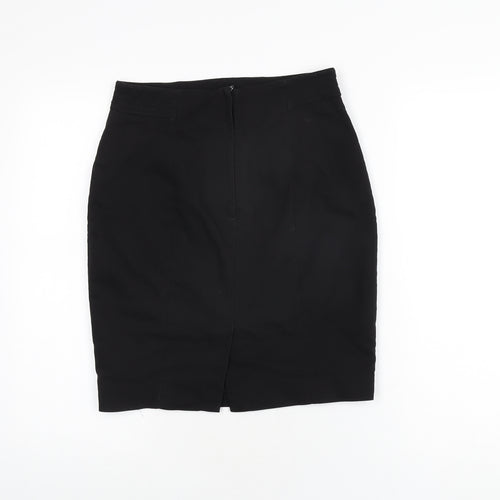 H&M Womens Black Cotton Straight & Pencil Skirt Size 8 Zip
