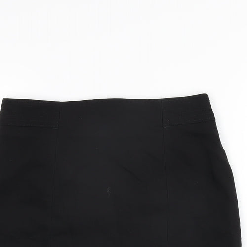 H&M Womens Black Cotton Straight & Pencil Skirt Size 8 Zip