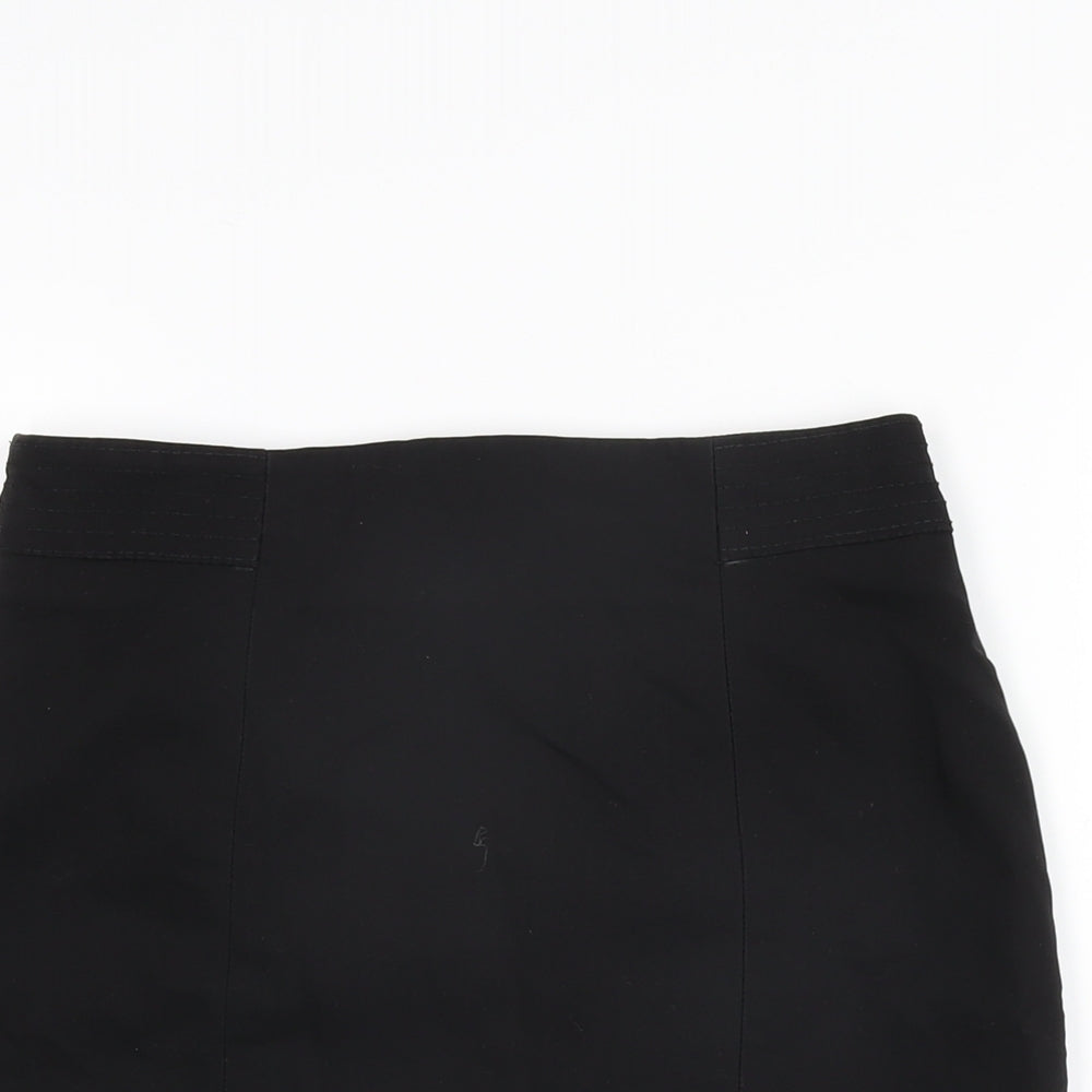H&M Womens Black Cotton Straight & Pencil Skirt Size 8 Zip