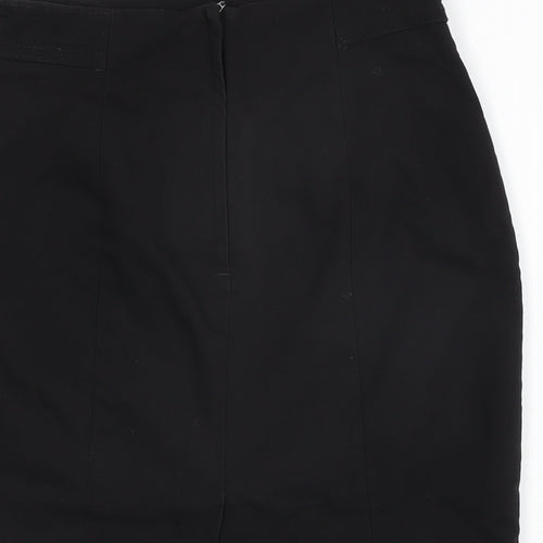H&M Womens Black Cotton Straight & Pencil Skirt Size 8 Zip