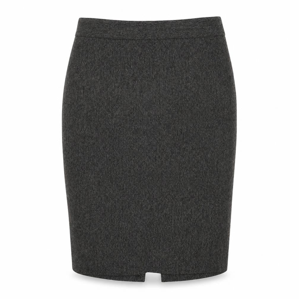 Front view of Zara women’s grey polyester straight & pencil skirt, size M, zip