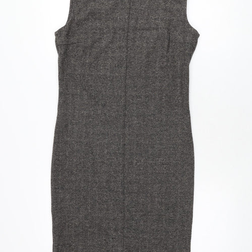 Mango Womens Grey Polyester Bodycon Size M Round Neck Zip