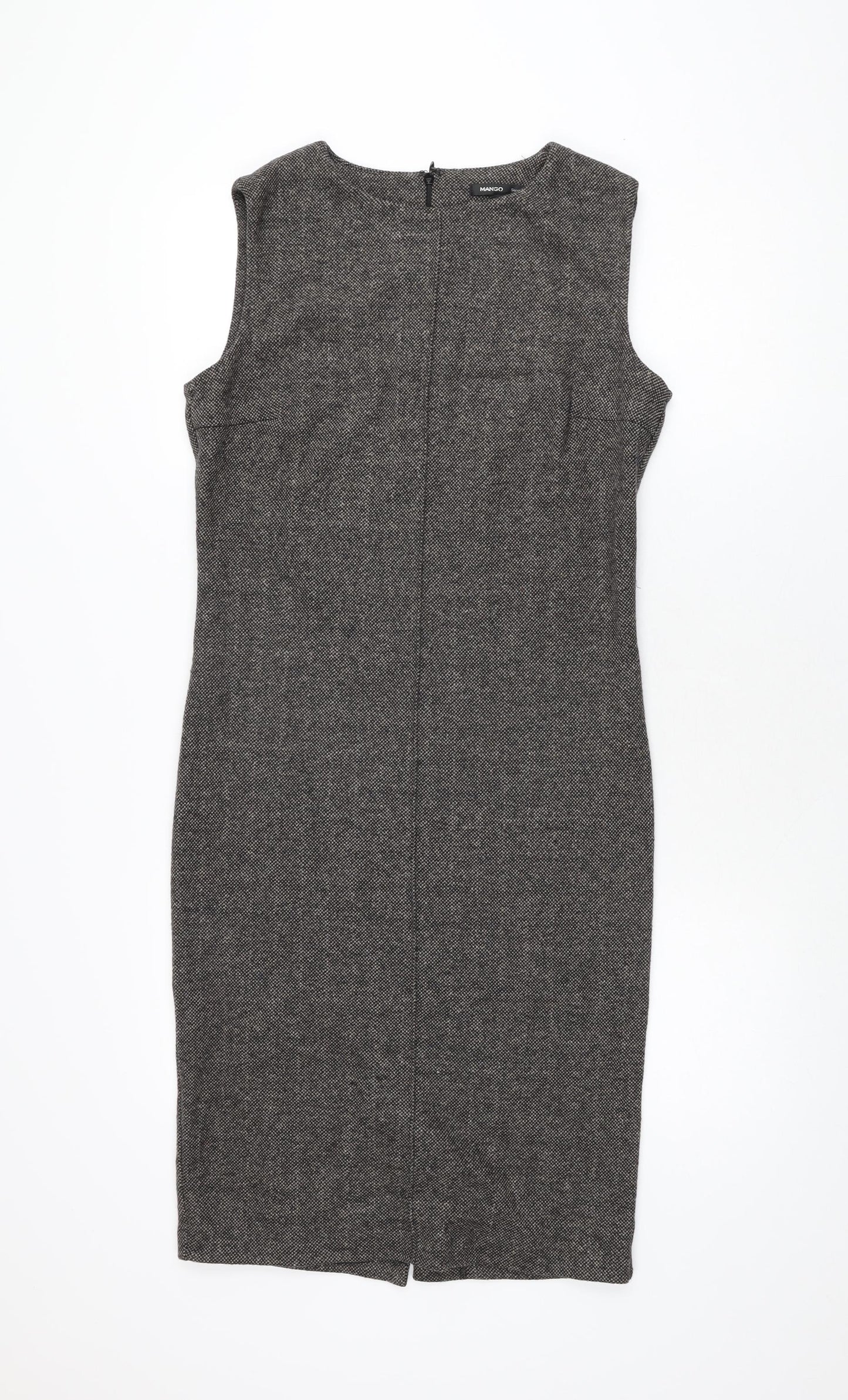 Mango Womens Grey Polyester Bodycon Size M Round Neck Zip