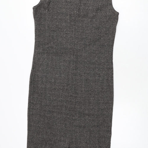 Mango Womens Grey Polyester Bodycon Size M Round Neck Zip