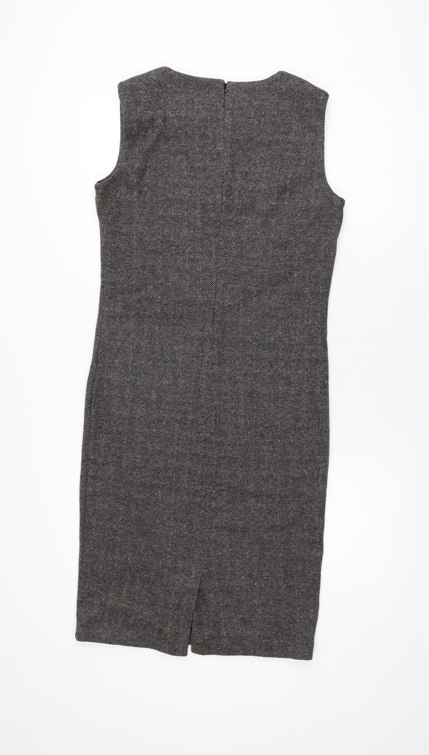Mango Womens Grey Polyester Bodycon Size M Round Neck Zip