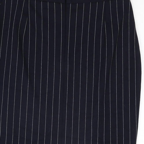 Marks and Spencer Womens Blue Striped Polyester Straight & Pencil Skirt Size 10 Zip
